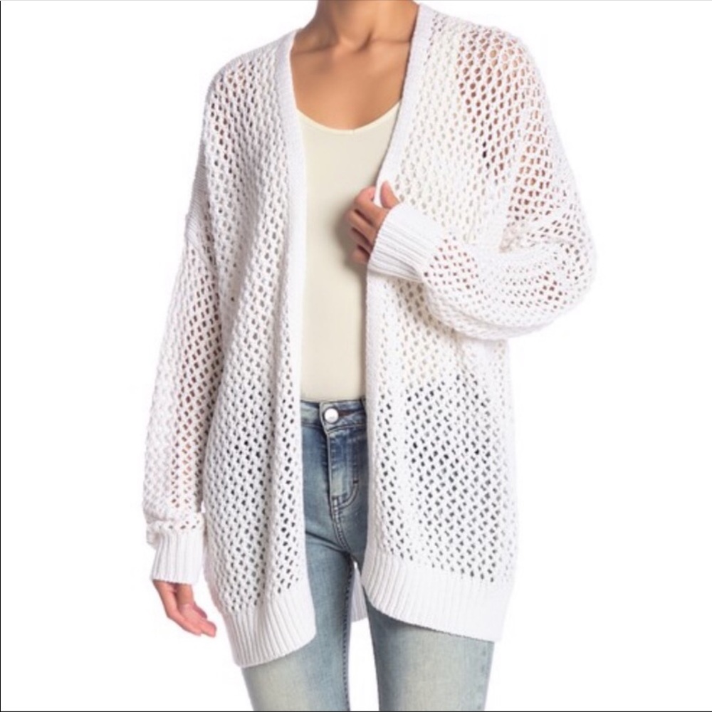 360 Sweater Small White Open Oversized Cardigan